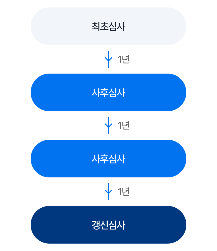 ISMS-P 인증절차  심사종류 흐름도에 대한 이미지